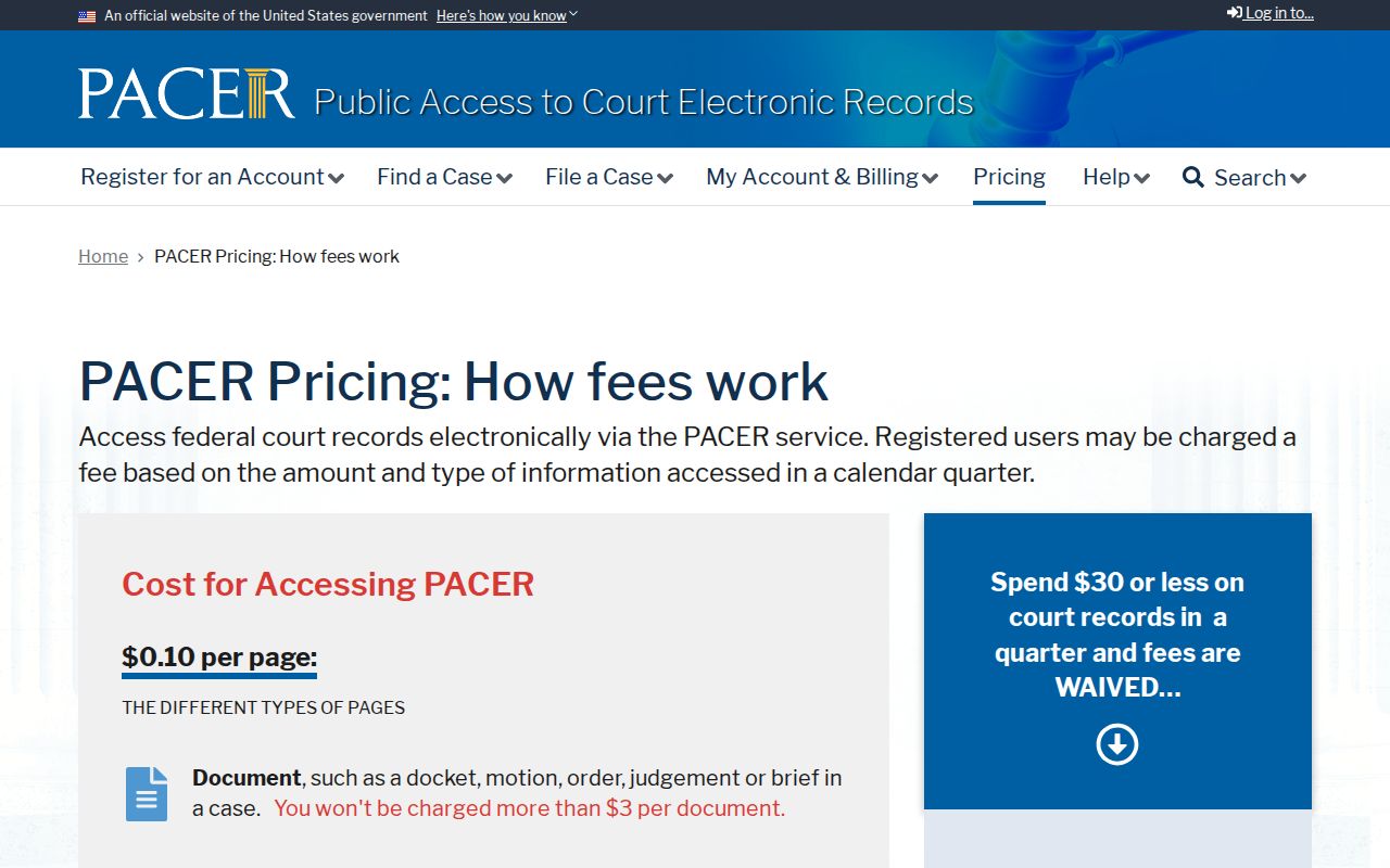 PACER fee information used to distinguish federal dockets from Baldwin court records