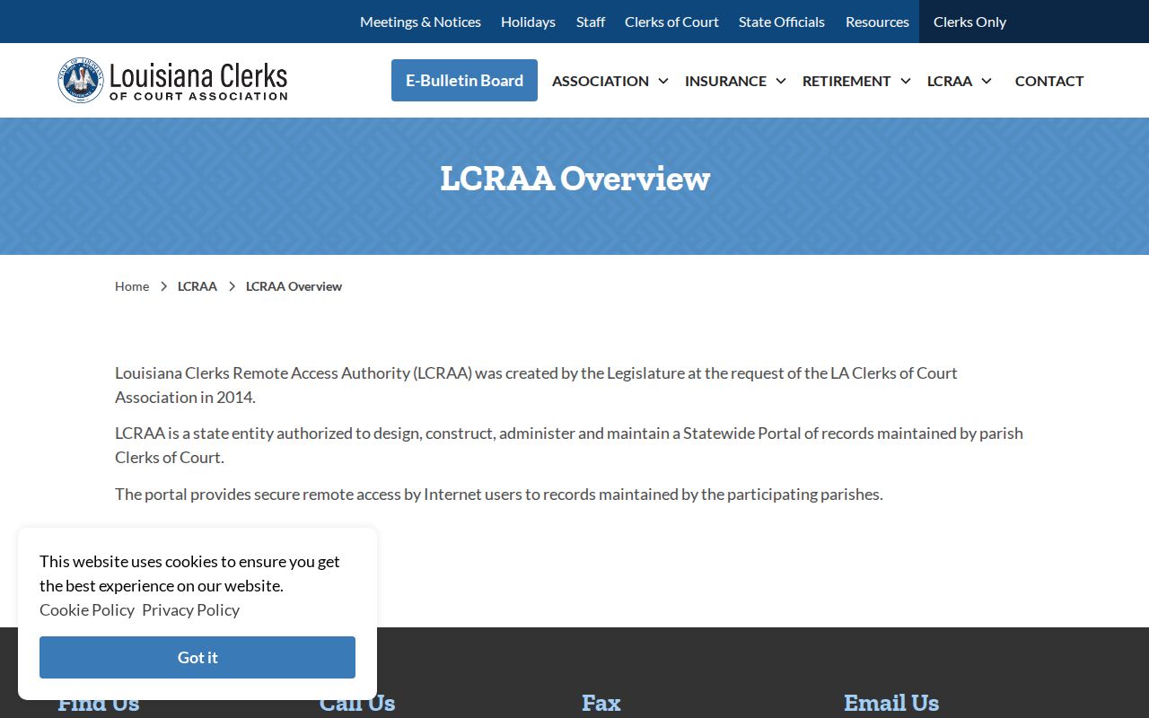 St. Mary Parish case lookup LCRAA overview of statewide clerk remote-access infrastructure