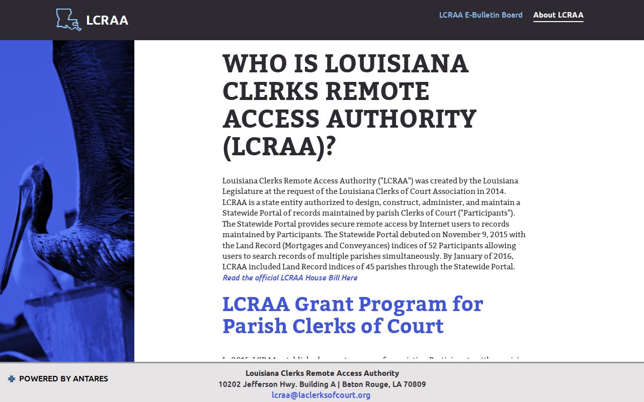 St. Mary Parish case search LCRAA statewide portal history and 2015 debut information