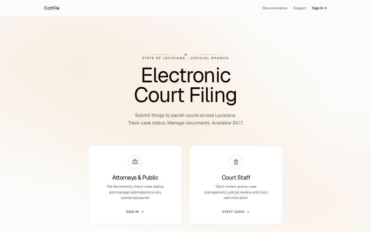 St. Mary Parish civil docket CottFile filing access