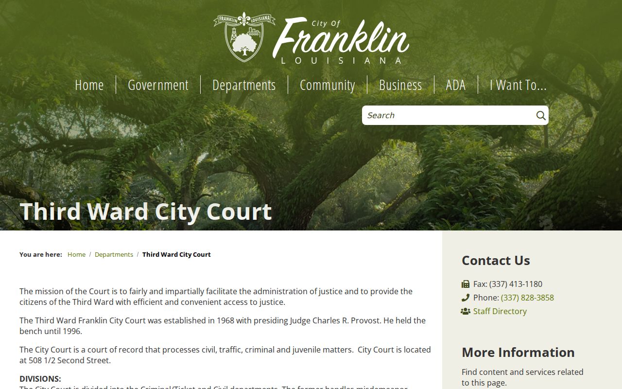 Franklin court docket at Third Ward City Court