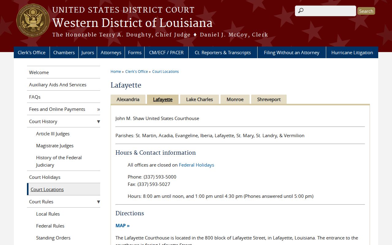 St. Mary Parish court docket federal Lafayette Division access