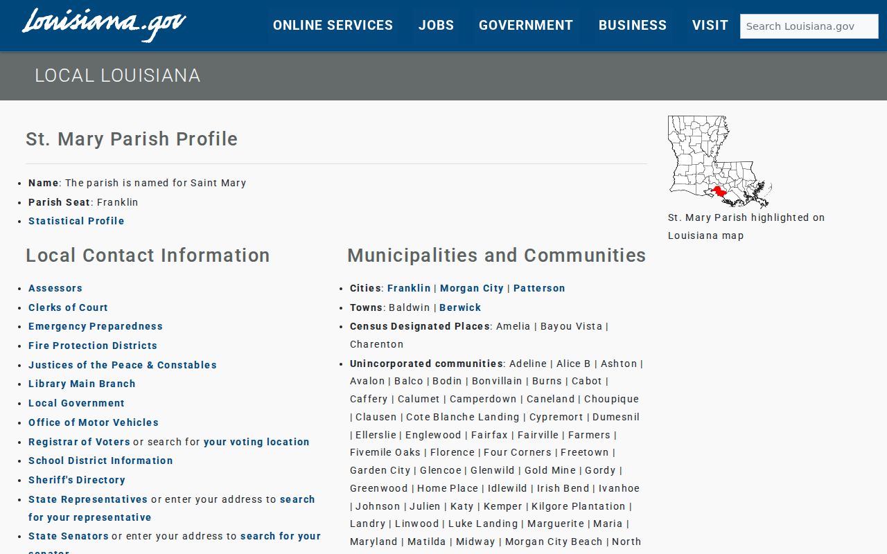 St. Mary Parish court docket local government and courthouse resources